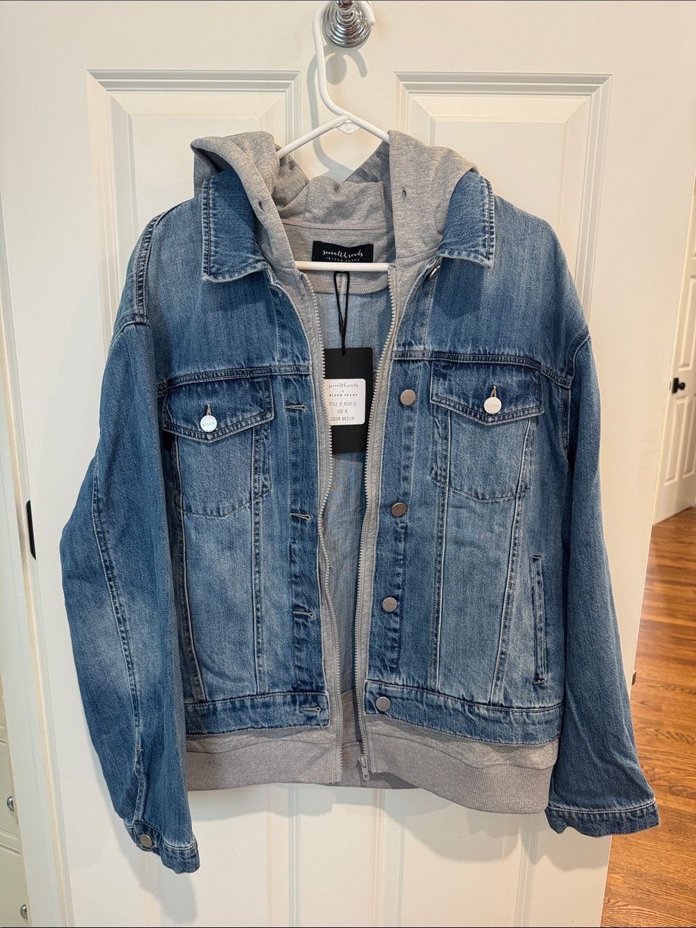 Risen x Social Threads Denim Hooded Jacket - Blue, XL